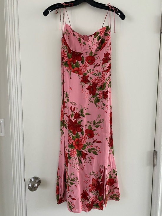 Reformation Dresses & Skirts - Reformation Floral Pink Slip Dress with Red Bloom Print